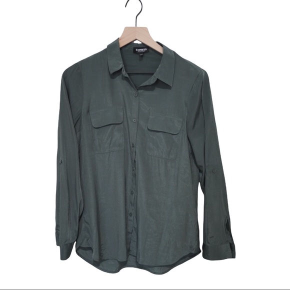 Express Tops - Express long sleeve shirt Gray green size S